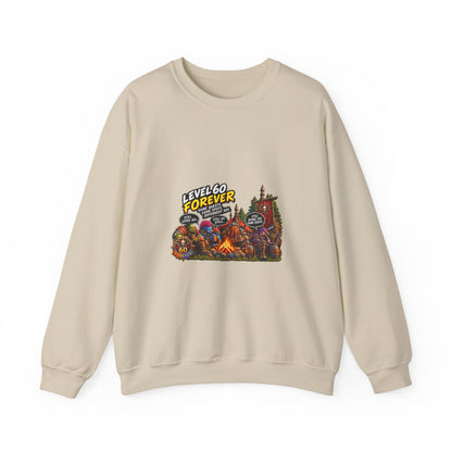 Crewneck Sweatshirt — "Level 60 Forever" Gamer Campfire Design
