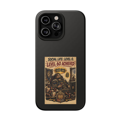 Phone Case — 'Social Life: Level 0 — Level 60 Achieved (Lion Banner)' Heavy-Duty Impact-Resistant Phone Case