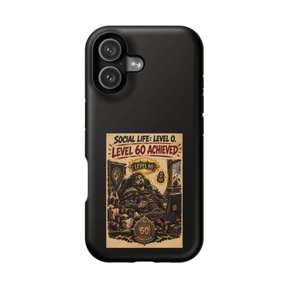 Phone Case — 'Social Life: Level 0 — Level 60 Achieved (Lion Banner)' Heavy-Duty Impact-Resistant Phone Case