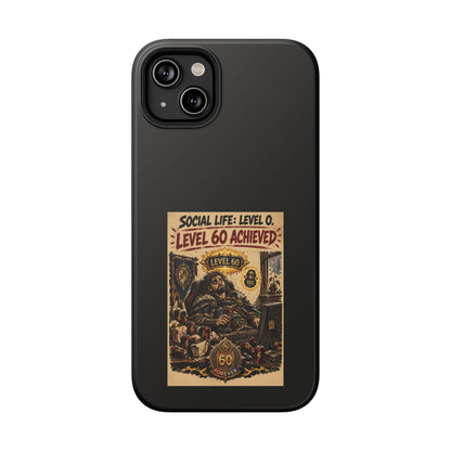 Phone Case — 'Social Life: Level 0 — Level 60 Achieved (Lion Banner)' Heavy-Duty Impact-Resistant Phone Case