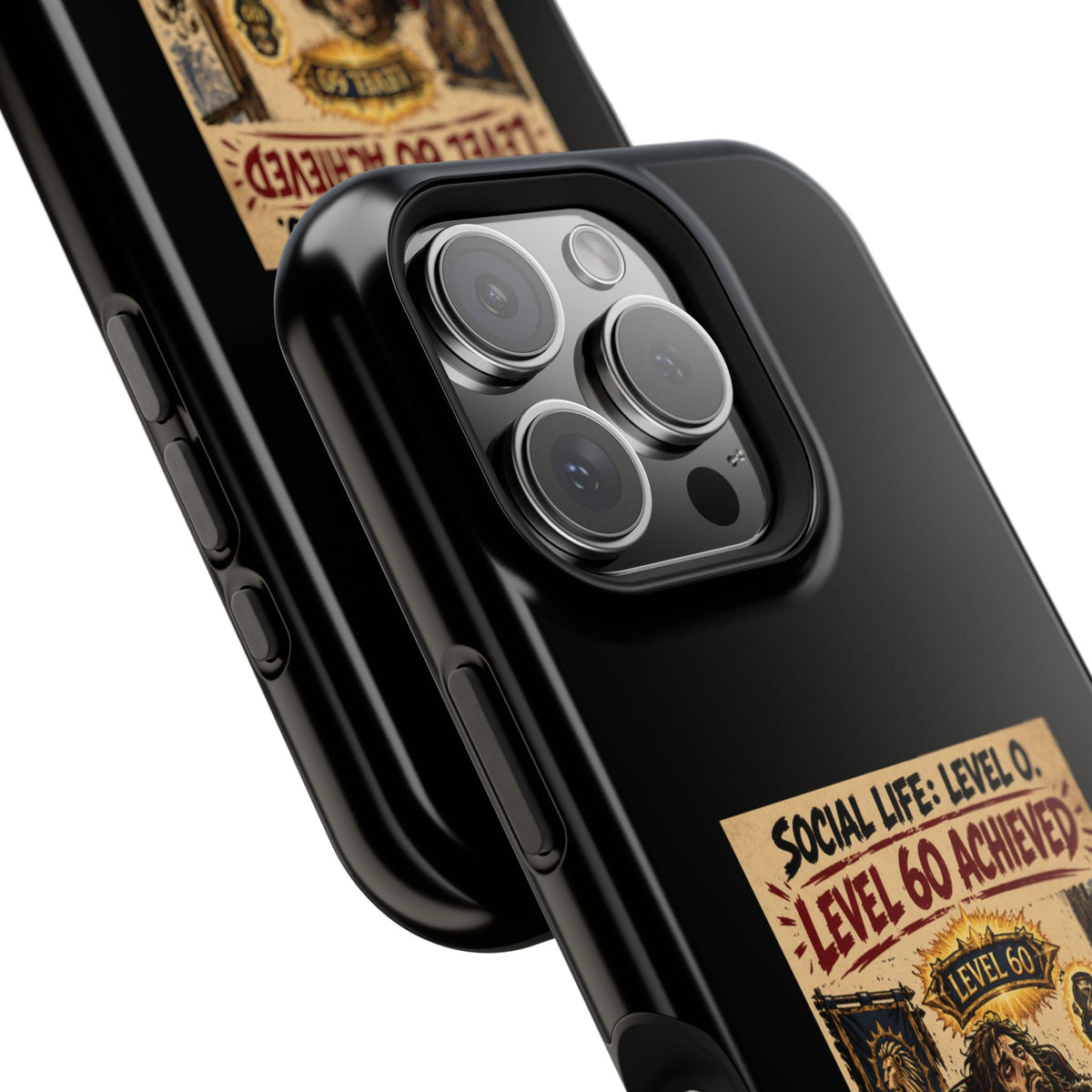 Phone Case — 'Social Life: Level 0 — Level 60 Achieved (Lion Banner)' Heavy-Duty Impact-Resistant Phone Case