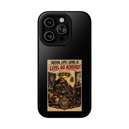 Phone Case — 'Social Life: Level 0 — Level 60 Achieved (Lion Banner)' Heavy-Duty Impact-Resistant Phone Case