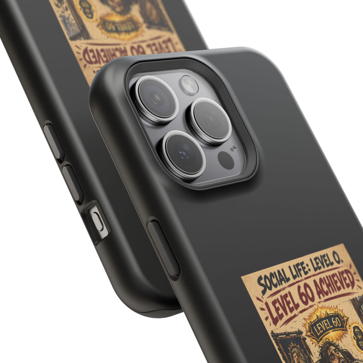 Phone Case — 'Social Life: Level 0 — Level 60 Achieved (Lion Banner)' Heavy-Duty Impact-Resistant Phone Case