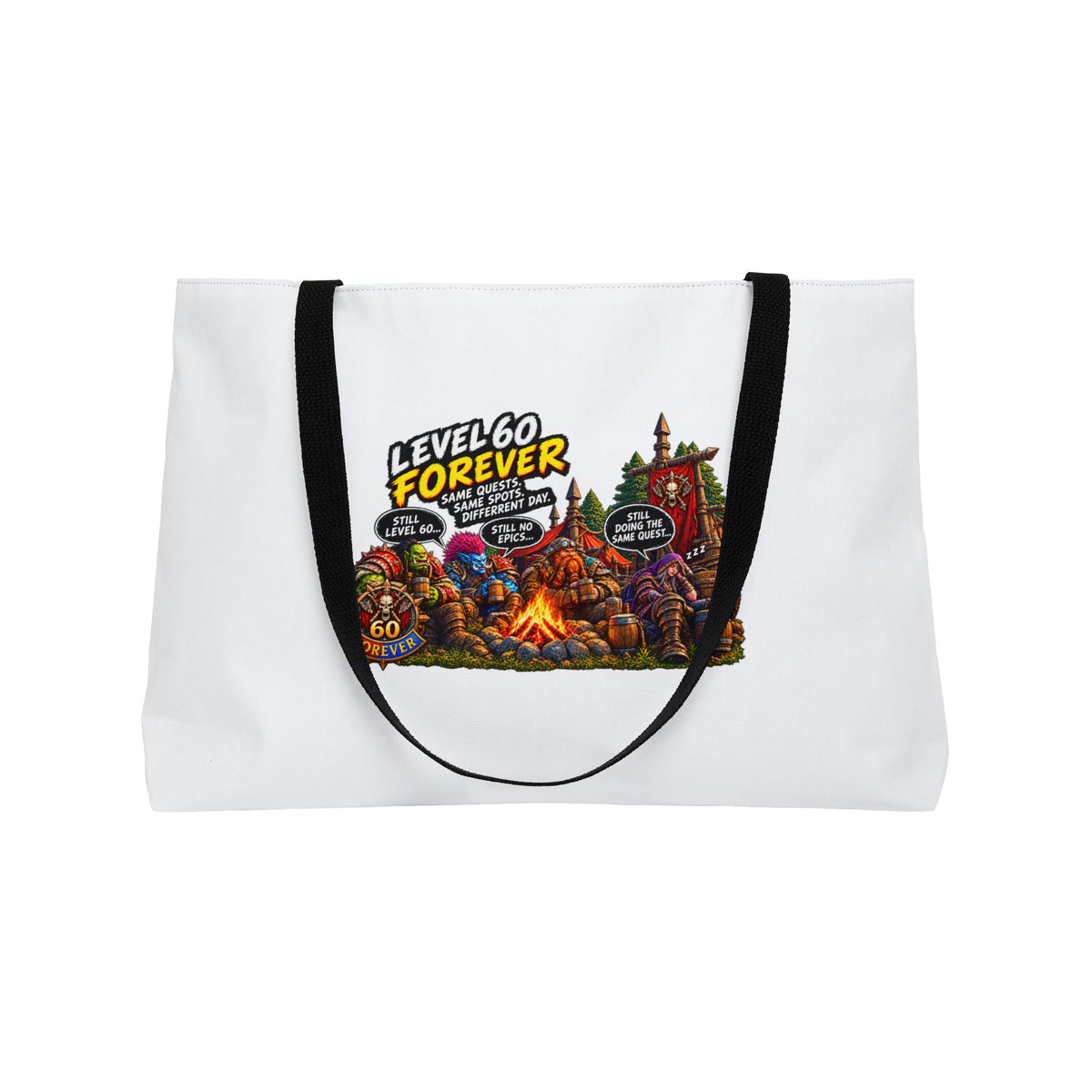 Weekender Tote Bag — "Level 60 Forever" Camping Gamer Tote