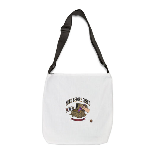 Need Before Greed Tote Bag — Adjustable Canvas Tote with Funny Vintage Coin Pouch Design