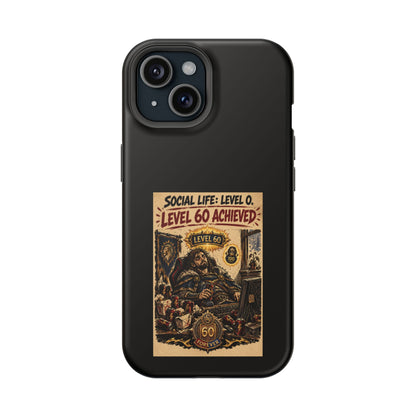 Phone Case — 'Social Life: Level 0 — Level 60 Achieved (Lion Banner)' Heavy-Duty Impact-Resistant Phone Case