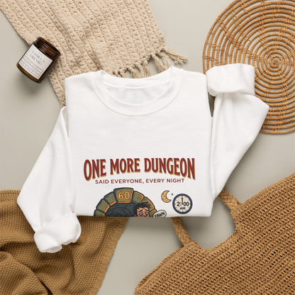 One More Dungeon Crewneck Sweatshirt — Gamer RPG Adventure Pullover