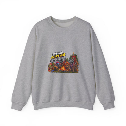 Crewneck Sweatshirt — "Level 60 Forever" Gamer Campfire Design