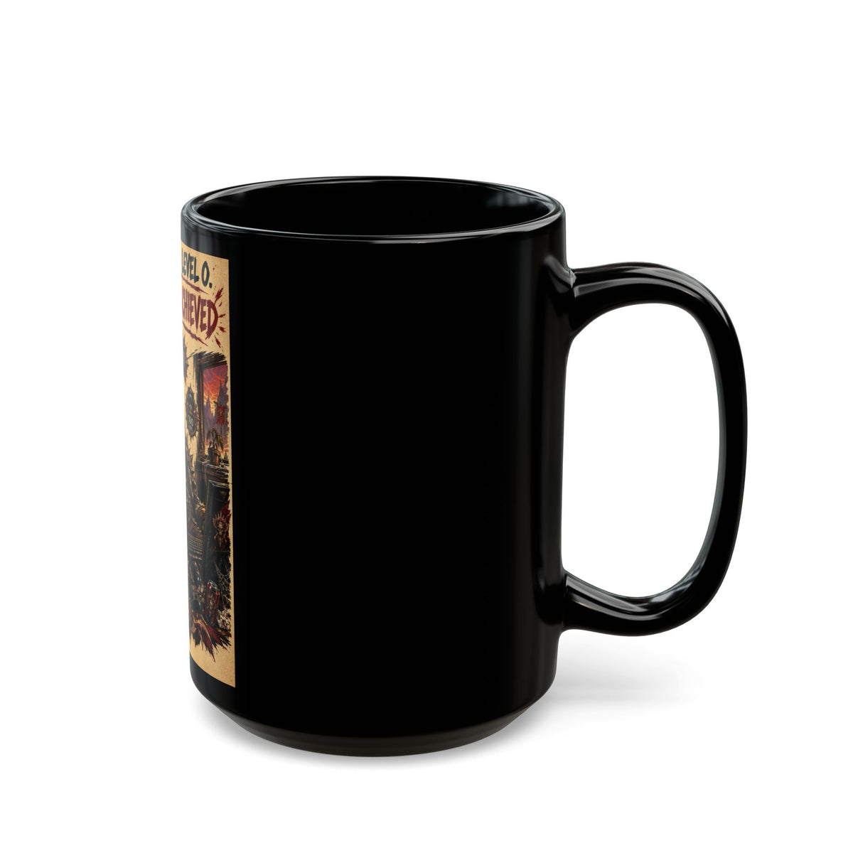 Social Life: Level 0 — Level 60 Achieved (Skull Banner) – Black Mug (11oz & 15oz)