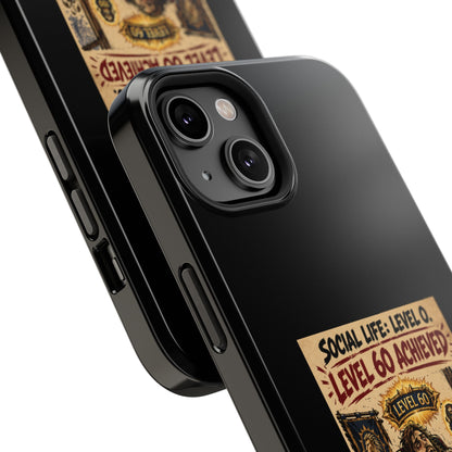 Phone Case — 'Social Life: Level 0 — Level 60 Achieved (Lion Banner)' Heavy-Duty Impact-Resistant Phone Case