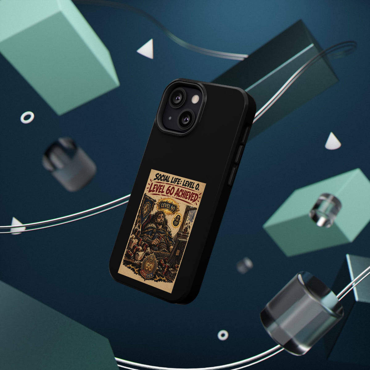 Phone Case — 'Social Life: Level 0 — Level 60 Achieved (Lion Banner)' Heavy-Duty Impact-Resistant Phone Case