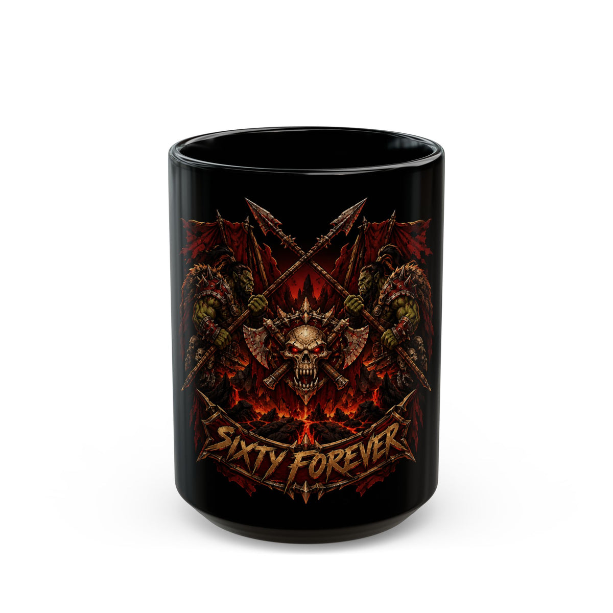 Sixty Forever Skull & Spears – Black Mug (11oz & 15oz)