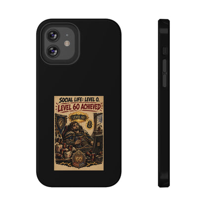 Phone Case — 'Social Life: Level 0 — Level 60 Achieved (Lion Banner)' Heavy-Duty Impact-Resistant Phone Case