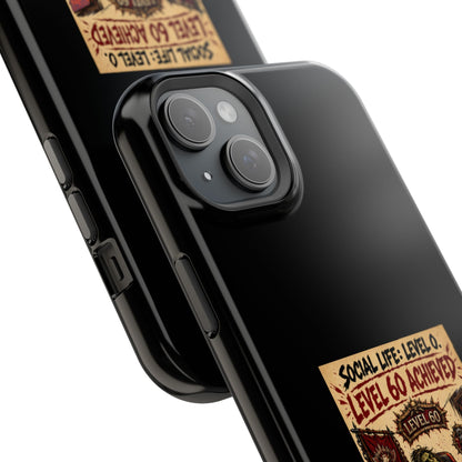 Phone Case — 'Social Life: Level 0 — Level 60 Achieved (Skull Banner)' Heavy-Duty Impact-Resistant Phone Case