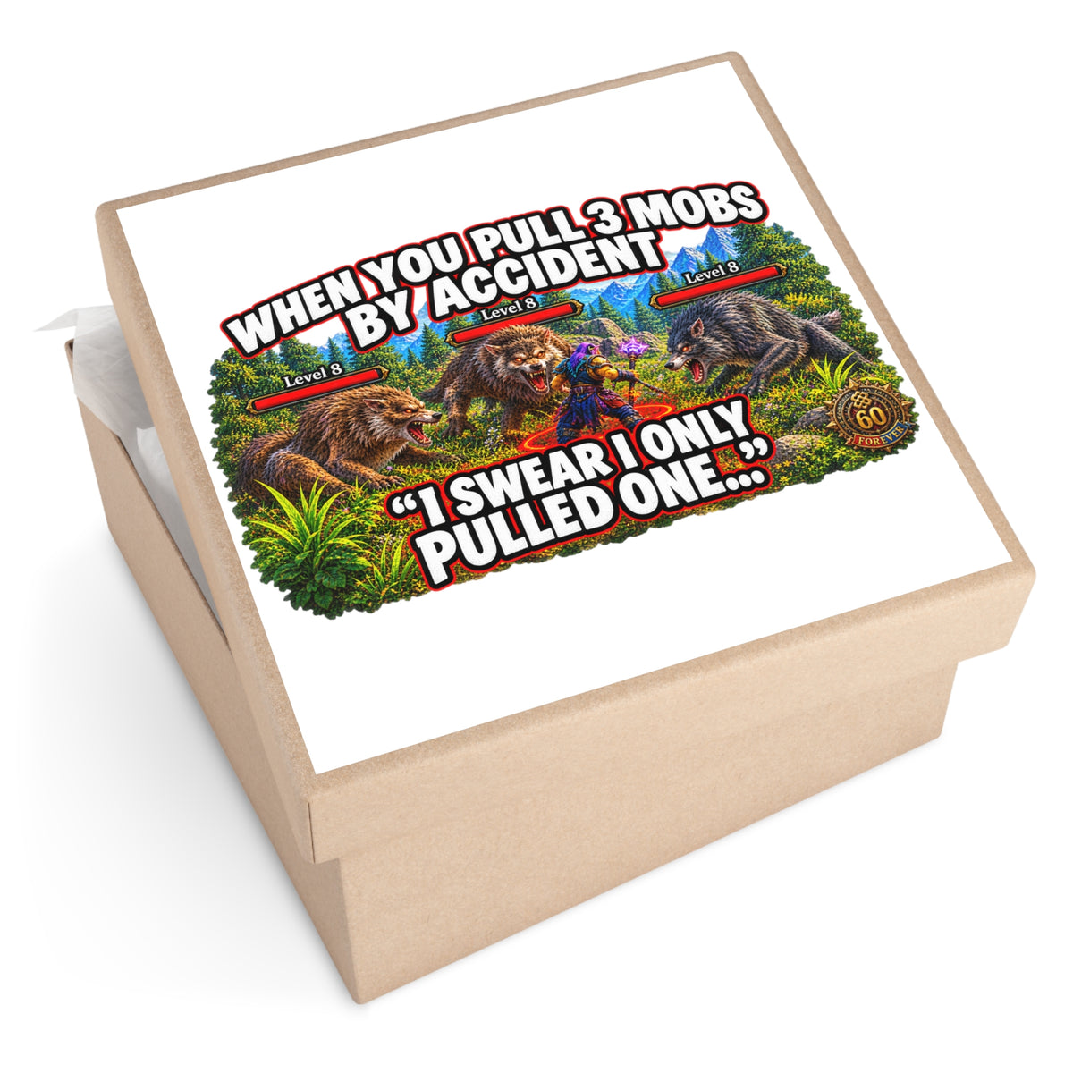 Gaming Sticker — "Can't Move Out of the Fire, It Would Lower My DPS" Square Vinyl Sticker