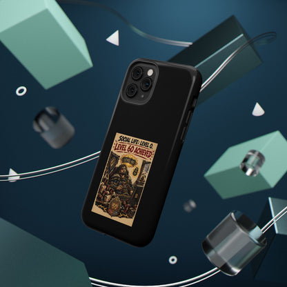 Phone Case — 'Social Life: Level 0 — Level 60 Achieved (Lion Banner)' Heavy-Duty Impact-Resistant Phone Case