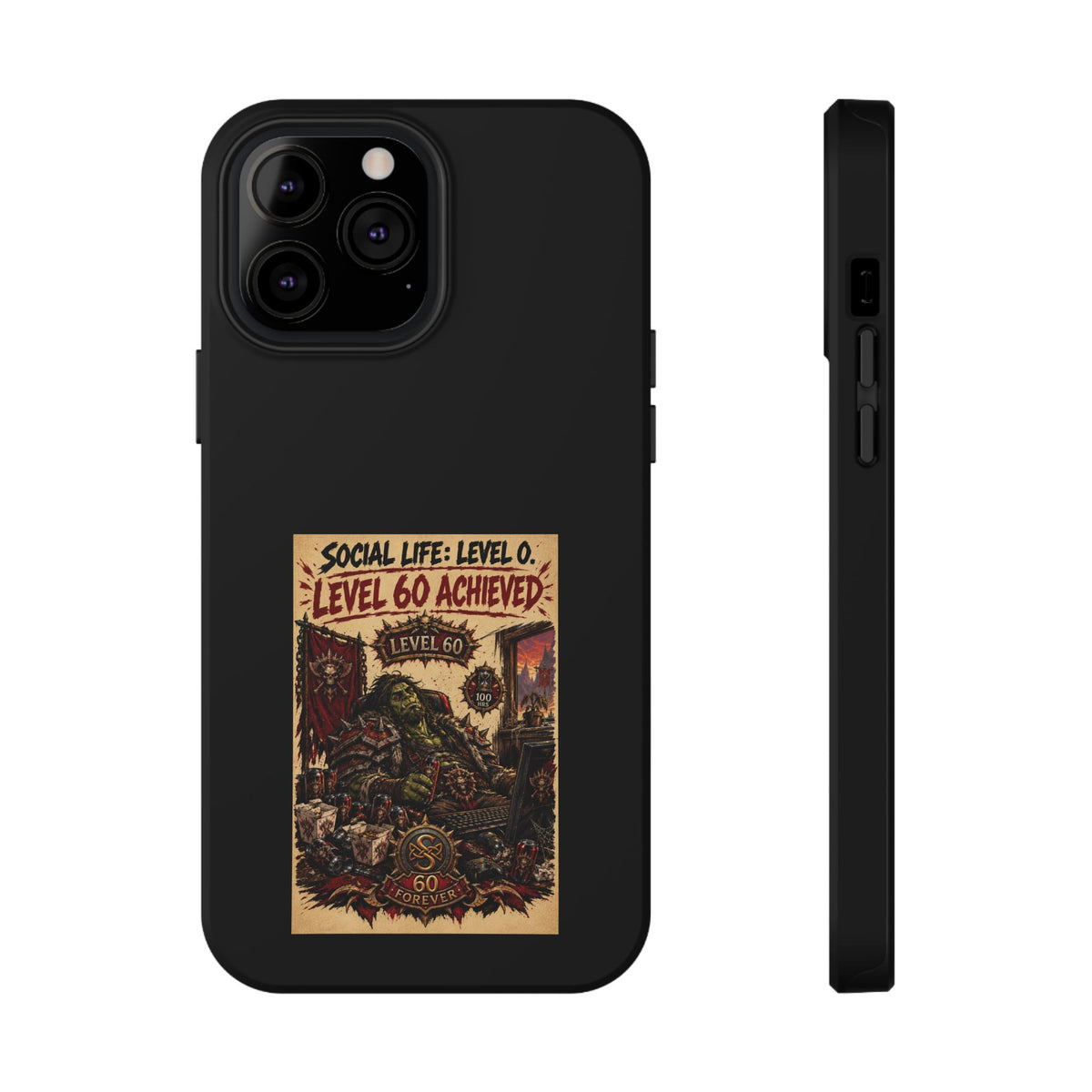 Phone Case — 'Social Life: Level 0 — Level 60 Achieved (Skull Banner)' Heavy-Duty Impact-Resistant Phone Case