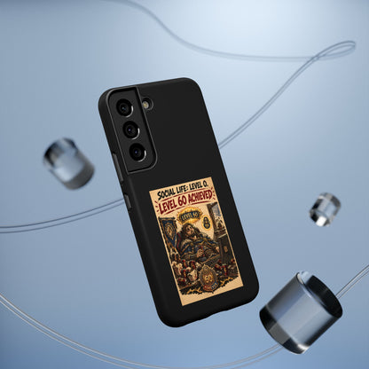Phone Case — 'Social Life: Level 0 — Level 60 Achieved (Lion Banner)' Heavy-Duty Impact-Resistant Phone Case
