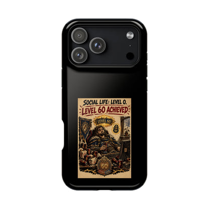 Phone Case — 'Social Life: Level 0 — Level 60 Achieved (Lion Banner)' Heavy-Duty Impact-Resistant Phone Case