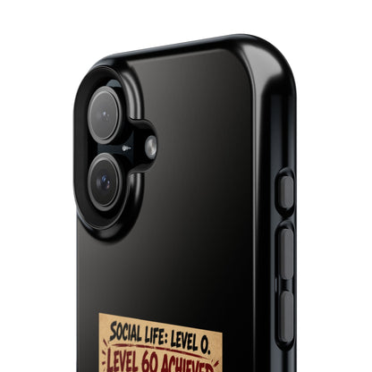 Phone Case — 'Social Life: Level 0 — Level 60 Achieved (Lion Banner)' Heavy-Duty Impact-Resistant Phone Case