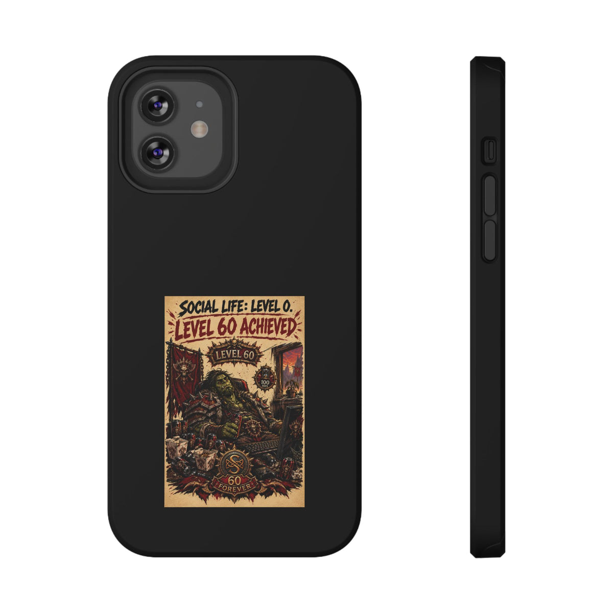 Phone Case — 'Social Life: Level 0 — Level 60 Achieved (Skull Banner)' Heavy-Duty Impact-Resistant Phone Case