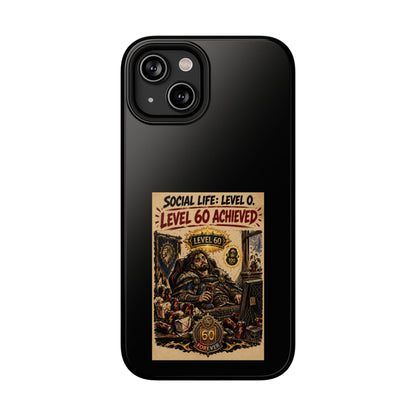 Phone Case — 'Social Life: Level 0 — Level 60 Achieved (Lion Banner)' Heavy-Duty Impact-Resistant Phone Case