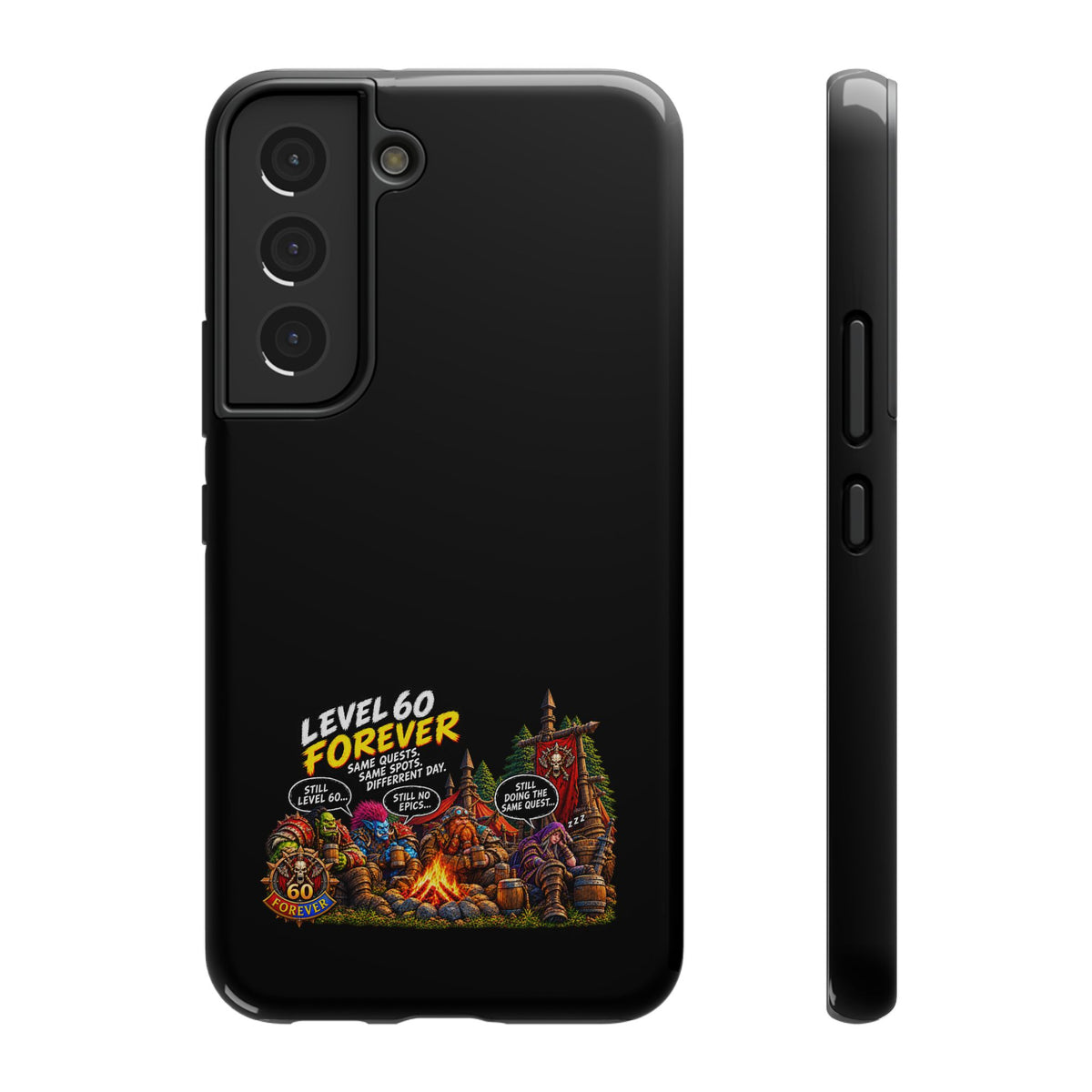 Phone Case — 'Level 60 Forever Campfire' Heavy-Duty Impact-Resistant Phone Case