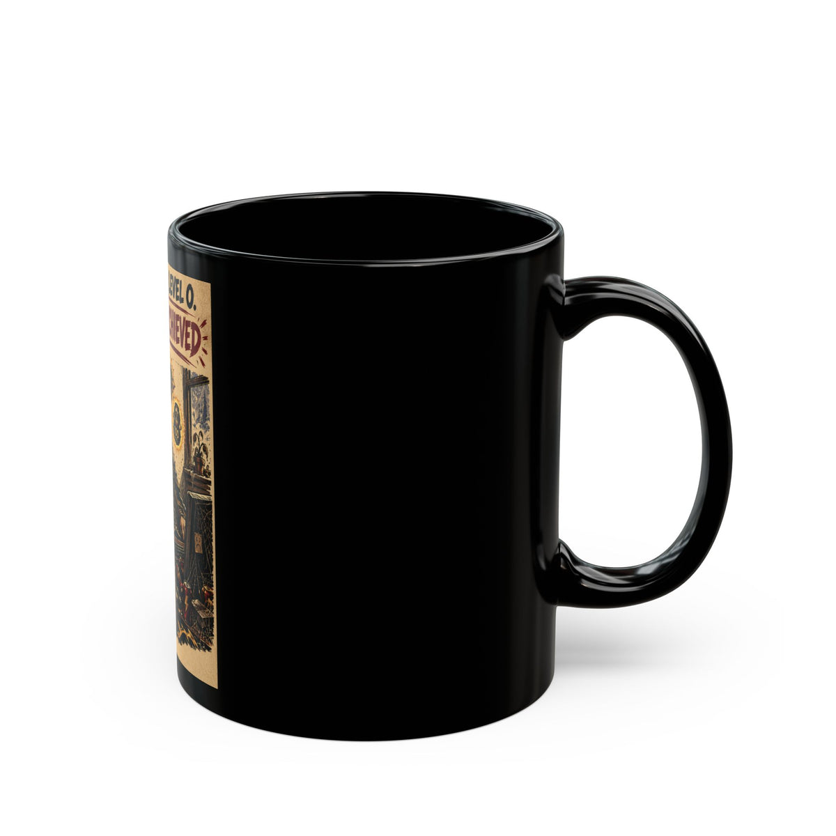 Social Life: Level 0 — Level 60 Achieved (Lion Banner) – Black Mug (11oz & 15oz)