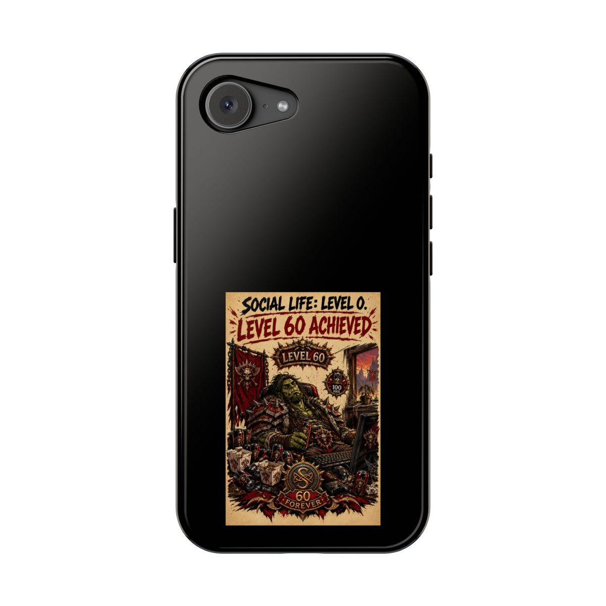 Phone Case — 'Social Life: Level 0 — Level 60 Achieved (Skull Banner)' Heavy-Duty Impact-Resistant Phone Case