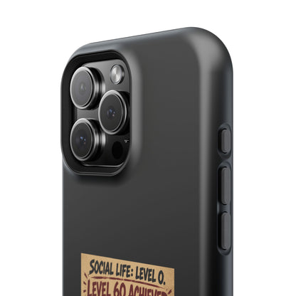 Phone Case — 'Social Life: Level 0 — Level 60 Achieved (Lion Banner)' Heavy-Duty Impact-Resistant Phone Case