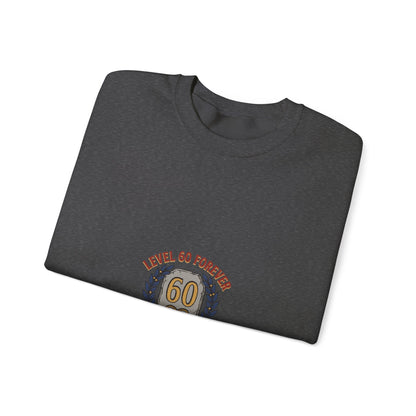 60th Birthday Crewneck Sweatshirt – "Level 60 Forever" Retro Badge