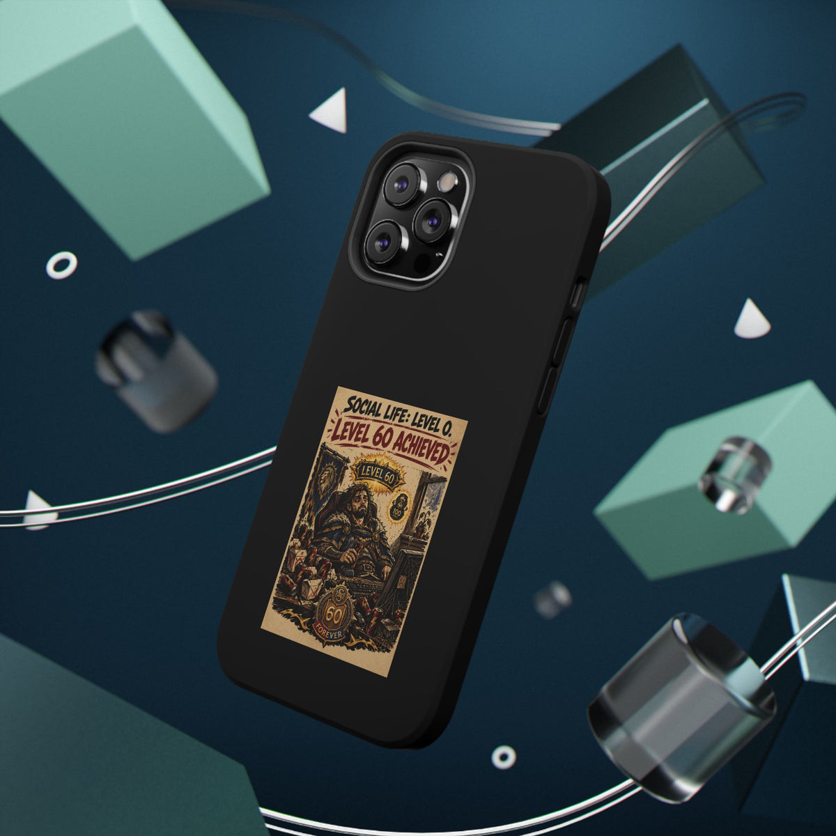 Phone Case — 'Social Life: Level 0 — Level 60 Achieved (Lion Banner)' Heavy-Duty Impact-Resistant Phone Case