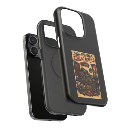 Phone Case — 'Social Life: Level 0 — Level 60 Achieved (Skull Banner)' Heavy-Duty Impact-Resistant Phone Case