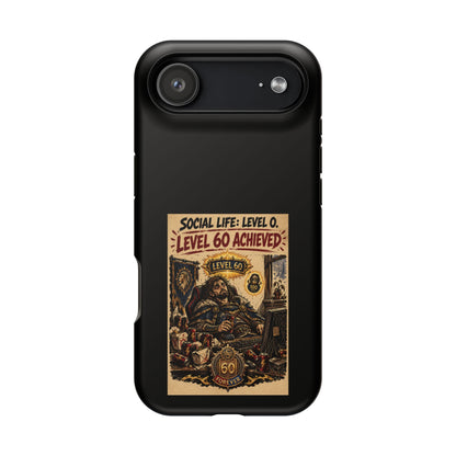 Phone Case — 'Social Life: Level 0 — Level 60 Achieved (Lion Banner)' Heavy-Duty Impact-Resistant Phone Case