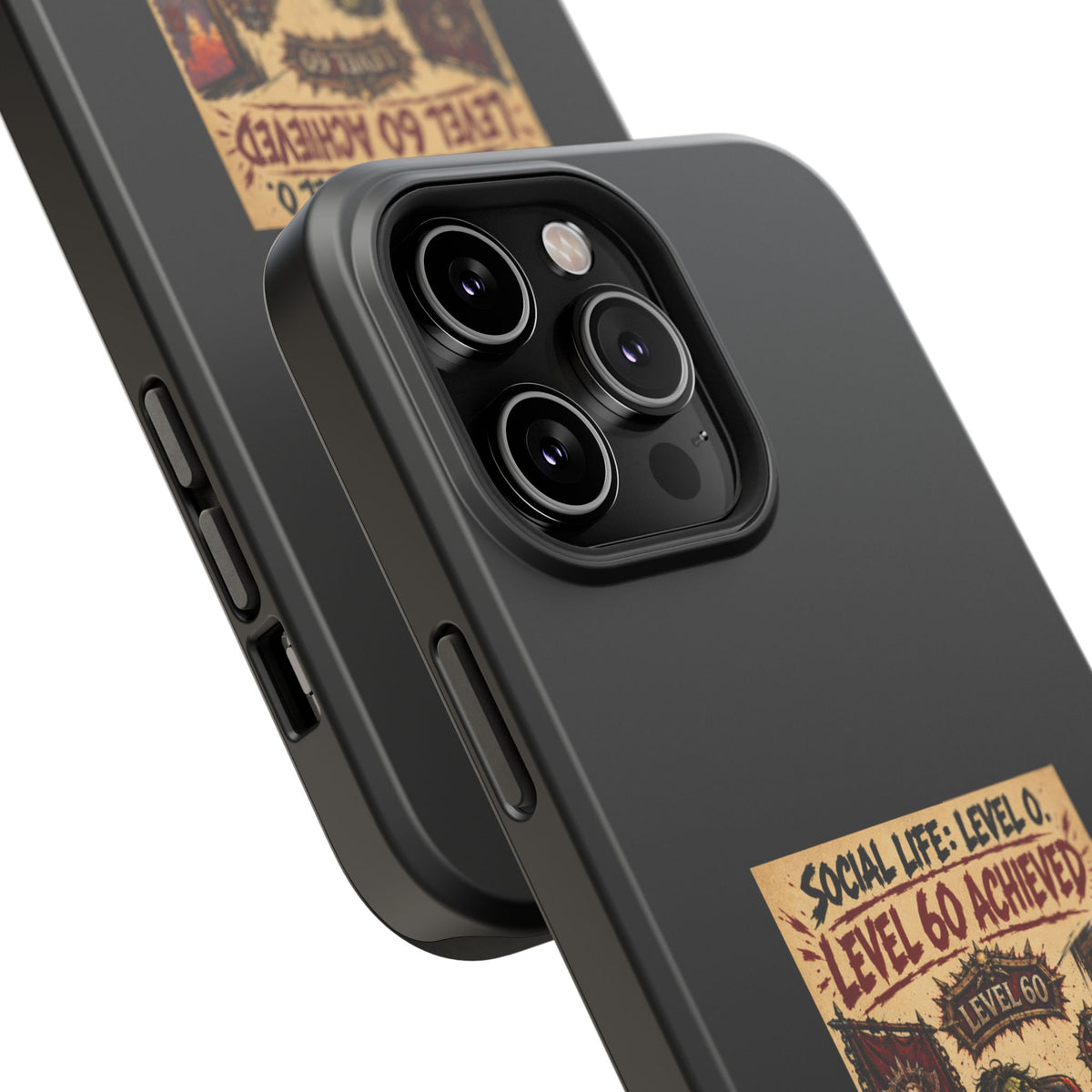Phone Case — 'Social Life: Level 0 — Level 60 Achieved (Skull Banner)' Heavy-Duty Impact-Resistant Phone Case
