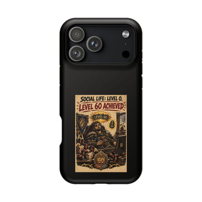 Phone Case — 'Social Life: Level 0 — Level 60 Achieved (Lion Banner)' Heavy-Duty Impact-Resistant Phone Case