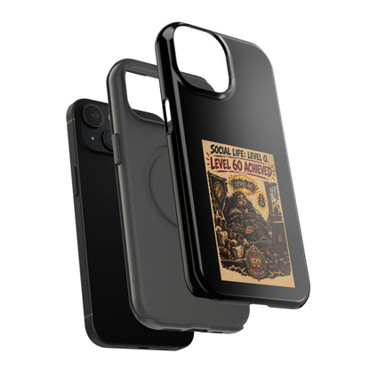 Phone Case — 'Social Life: Level 0 — Level 60 Achieved (Lion Banner)' Heavy-Duty Impact-Resistant Phone Case