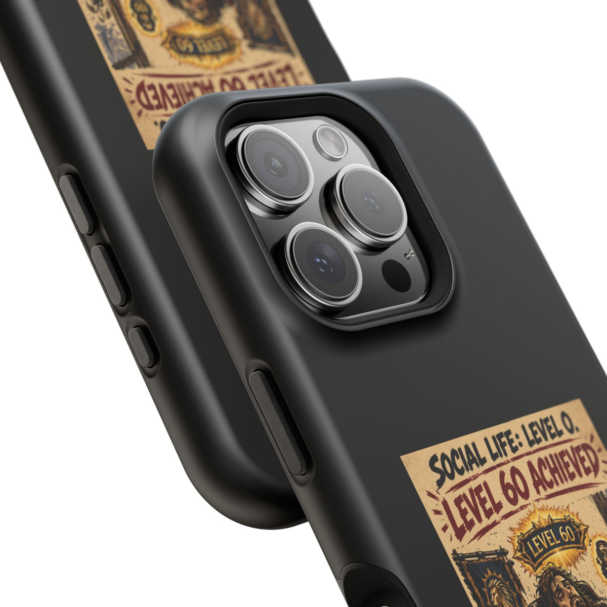 Phone Case — 'Social Life: Level 0 — Level 60 Achieved (Lion Banner)' Heavy-Duty Impact-Resistant Phone Case