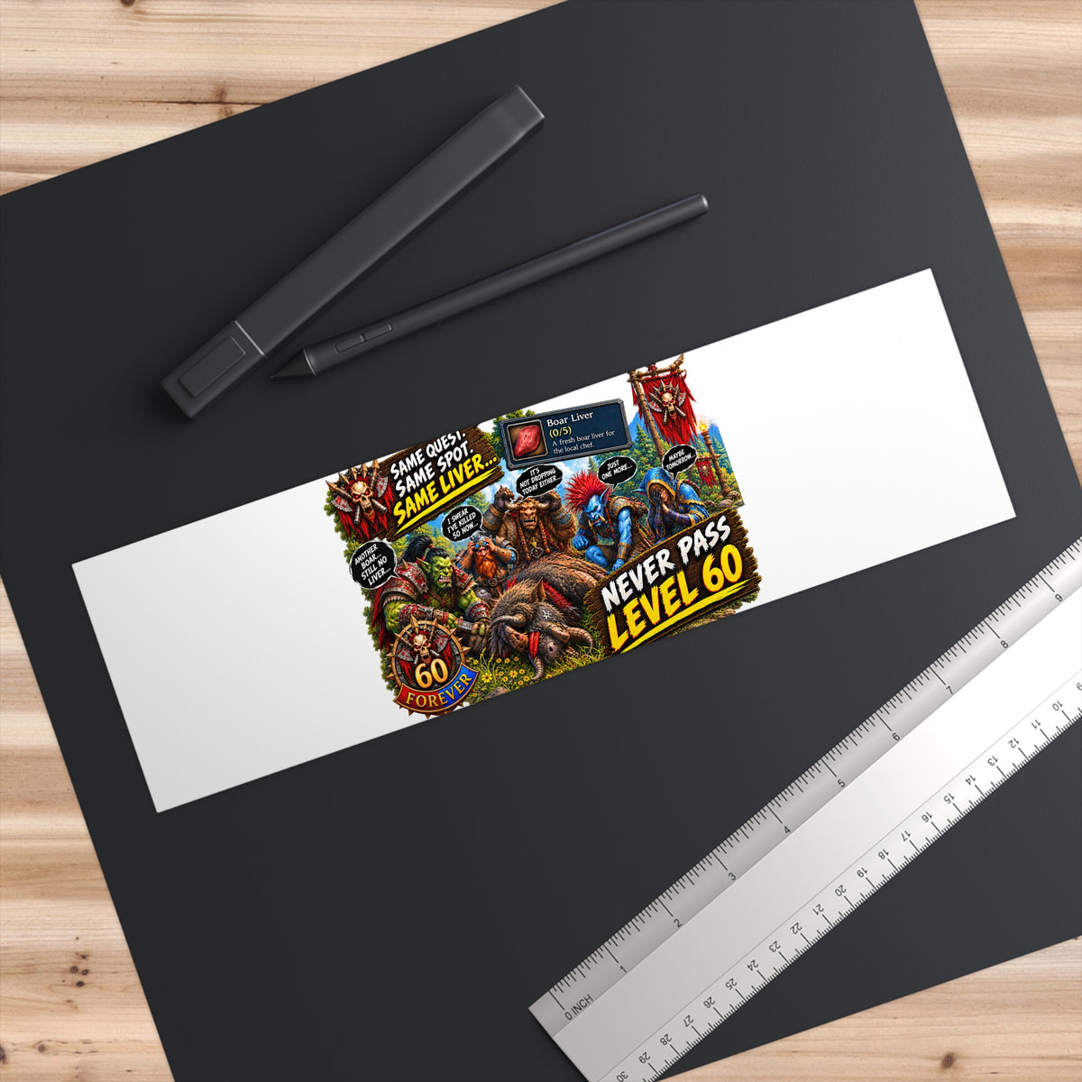 Never Pass Level 60 Bumper Sticker – Gamer Retro MMO Sticker