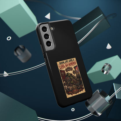 Phone Case — 'Social Life: Level 0 — Level 60 Achieved (Skull Banner)' Heavy-Duty Impact-Resistant Phone Case