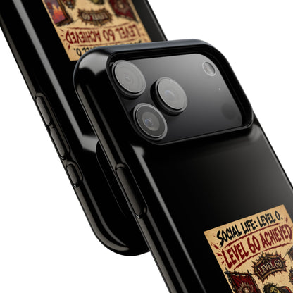 Phone Case — 'Social Life: Level 0 — Level 60 Achieved (Skull Banner)' Heavy-Duty Impact-Resistant Phone Case