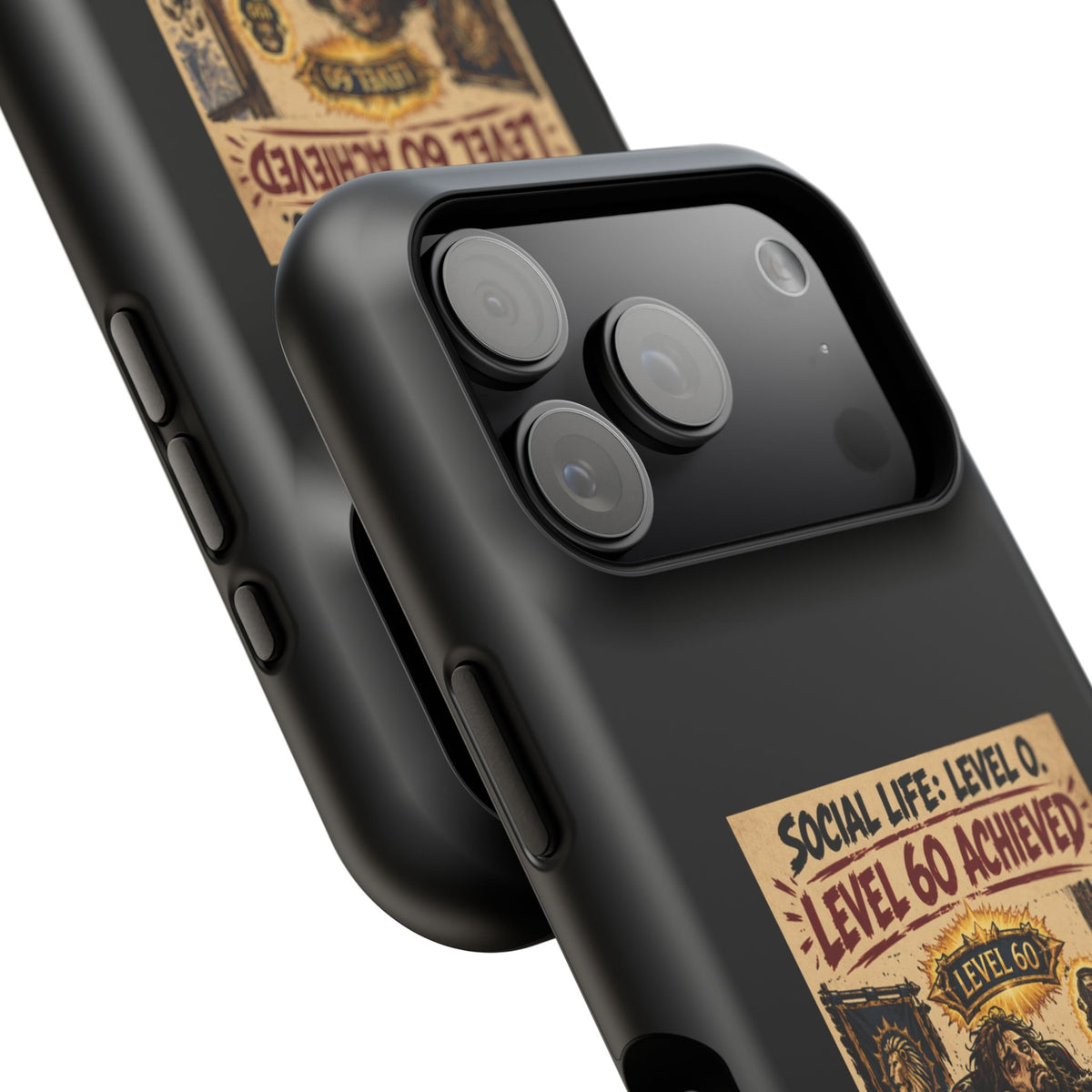 Phone Case — 'Social Life: Level 0 — Level 60 Achieved (Lion Banner)' Heavy-Duty Impact-Resistant Phone Case