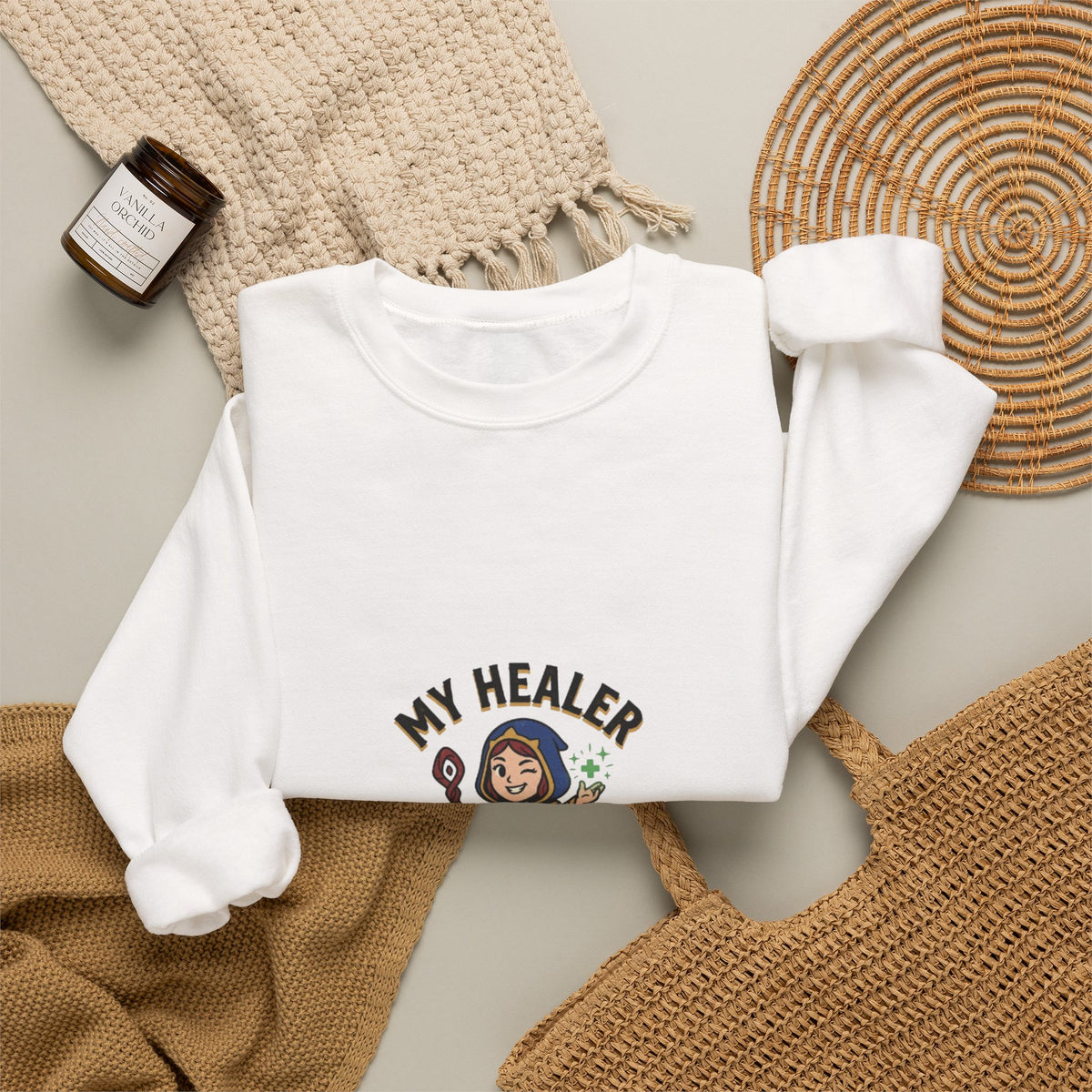 My Healer Is My Wife Sweatshirt — Cute RPG Medic Wife Crewneck