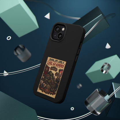Phone Case — 'Social Life: Level 0 — Level 60 Achieved (Skull Banner)' Heavy-Duty Impact-Resistant Phone Case