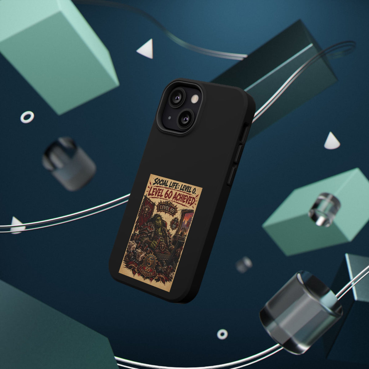 Phone Case — 'Social Life: Level 0 — Level 60 Achieved (Skull Banner)' Heavy-Duty Impact-Resistant Phone Case