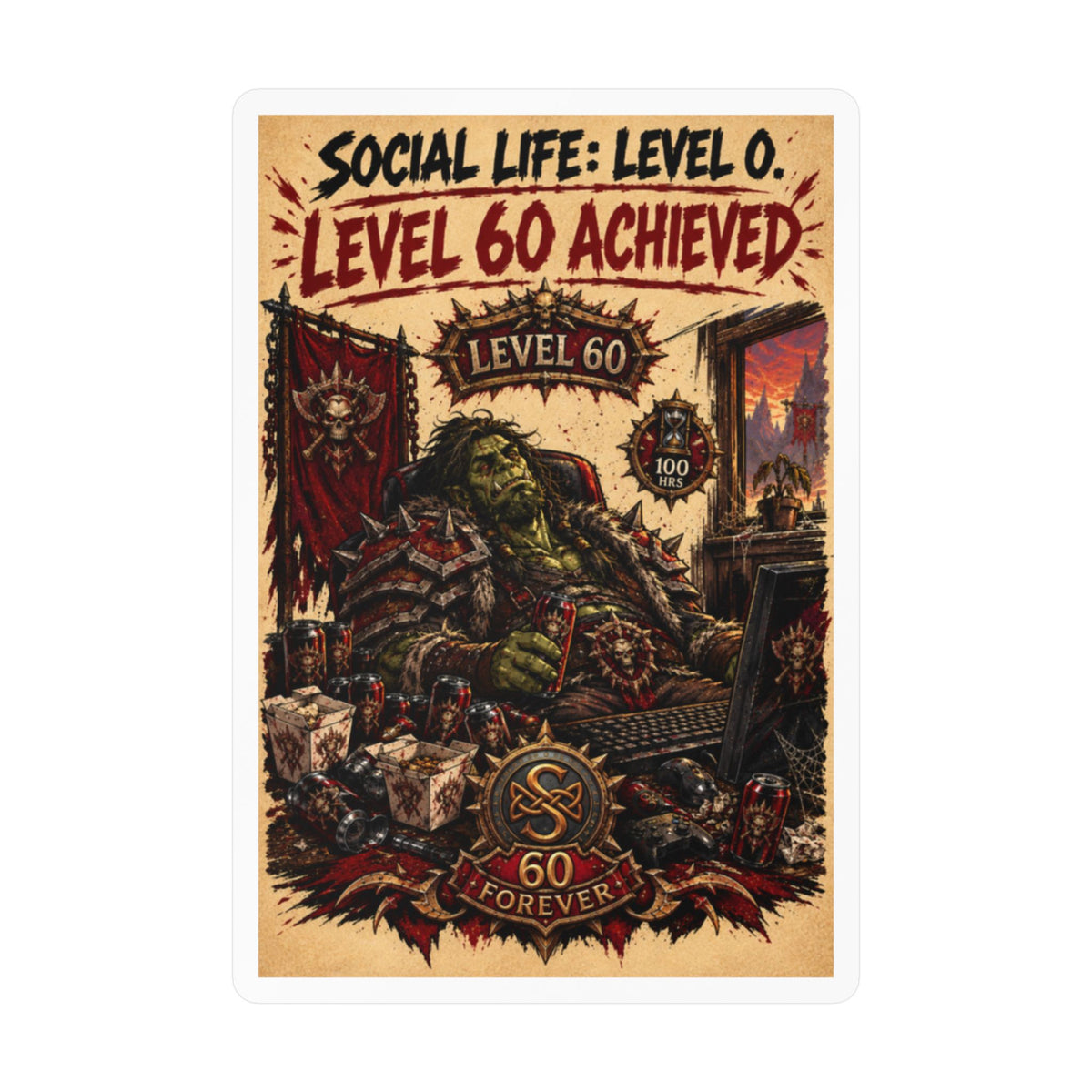 Level 60 Achieved (Red) – Sticker