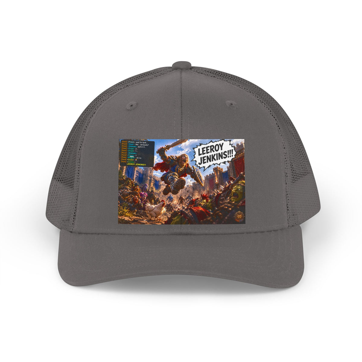 Trucker Hat — Retro 'Leeroy Jenkins!' Gaming Meme Patch