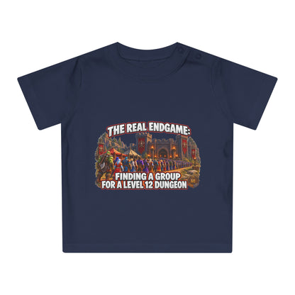 Baby T-Shirt – “The Real Endgame: Finding A Group For A Level 12 Dungeon” Gamer Onesie