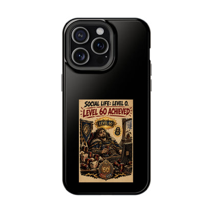 Phone Case — 'Social Life: Level 0 — Level 60 Achieved (Lion Banner)' Heavy-Duty Impact-Resistant Phone Case