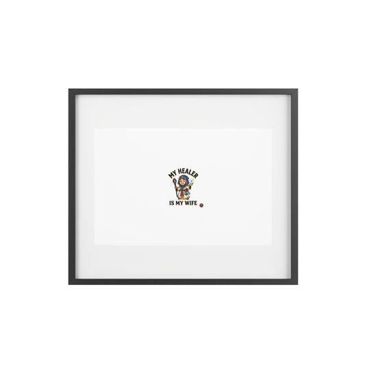 Framed Poster — “My Healer Is My Wife” Vintage Nurse Dog Illustration, Matte Wall Art